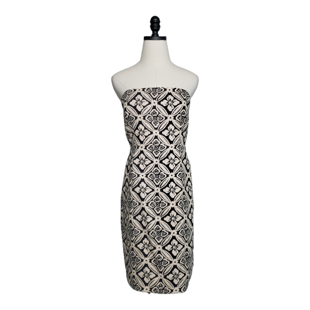 Donna Morgan Linen Strapless Sheath Primative Botanical Events Vacation Dress 8